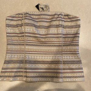 WHBM Embroidered Tan Bustier White/Gold